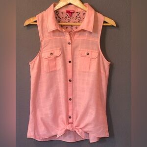 Adorable Tie Front, Button Down, Lacey, Crop Top